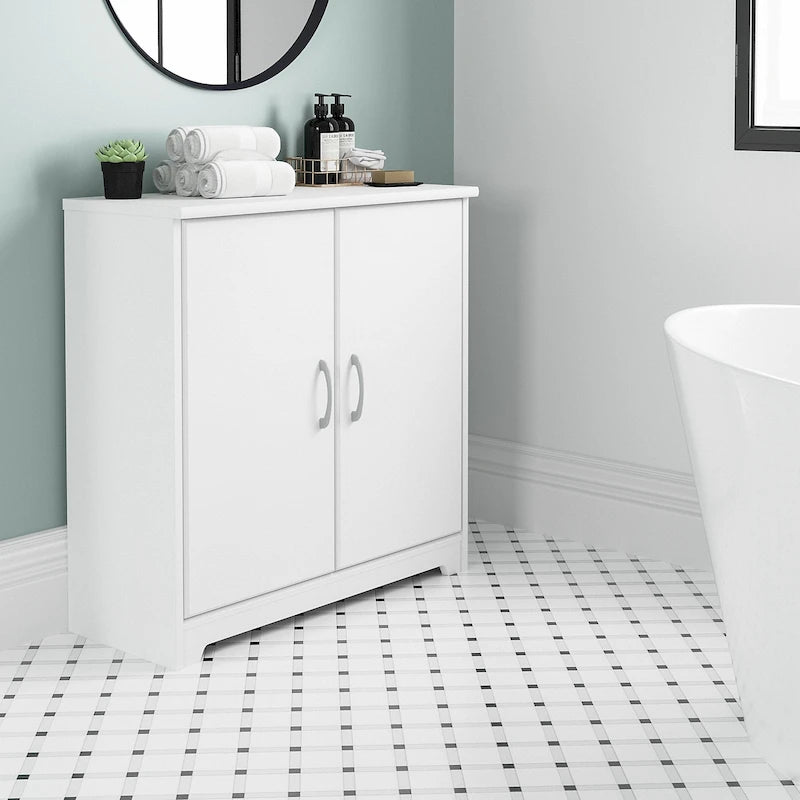 Mobiletto Contenitore da Bagno Piccolo con Ante e Ripiano