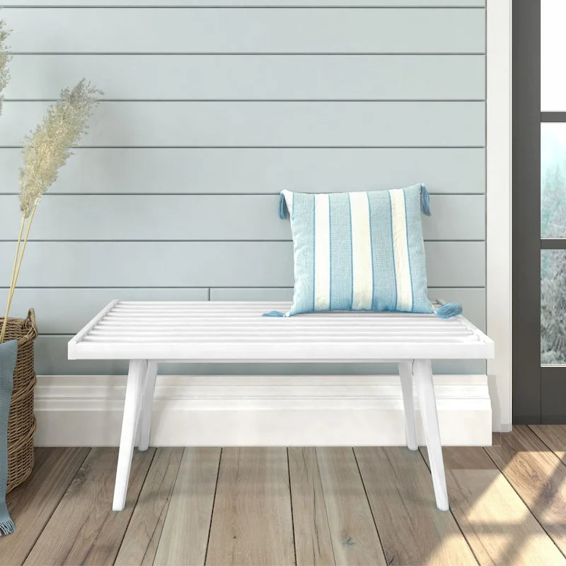 Panca da Ingresso Singola in Legno Massello Mid-Century 41 Pollici