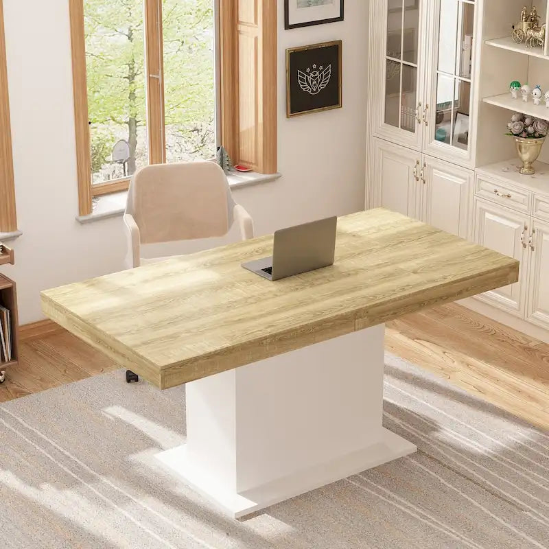 Tavolo da pranzo allungabile con piano in legno con finitura in nero o bianco