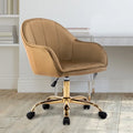 Sedia da ufficio in velluto con base e braccioli cromati color oro