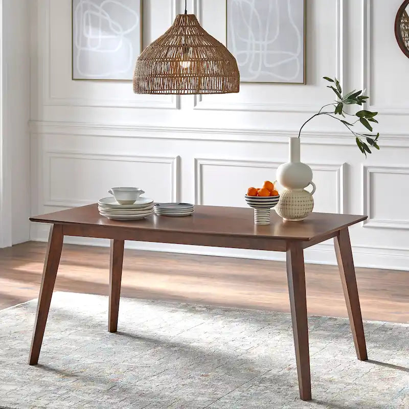 Tavolo da pranzo moderno di metà secolo con piano in MDF finitura noce