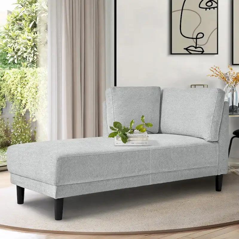 Chaise longue imbottita moderna di metà secolo con struttura in legno